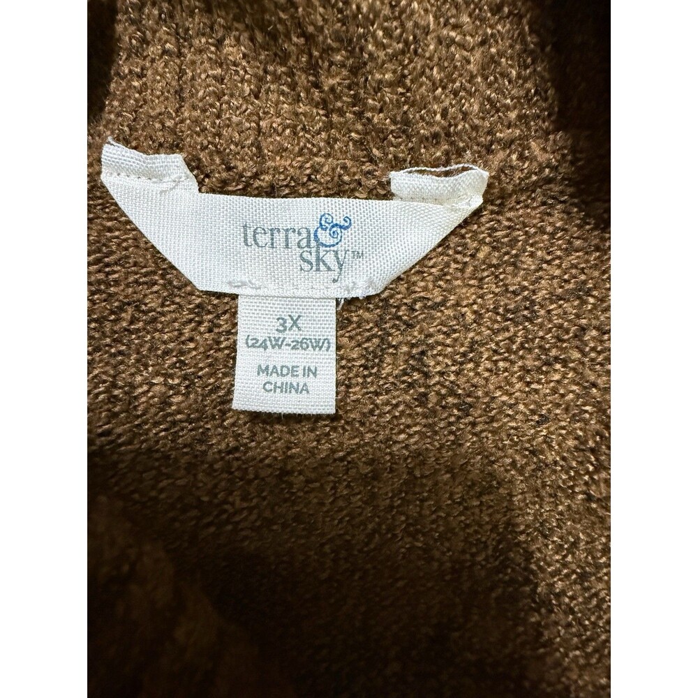 Terra And Sky Brown Cowl Neck Tunic Sweater Soft Knit 3X - Picture 4 of 6